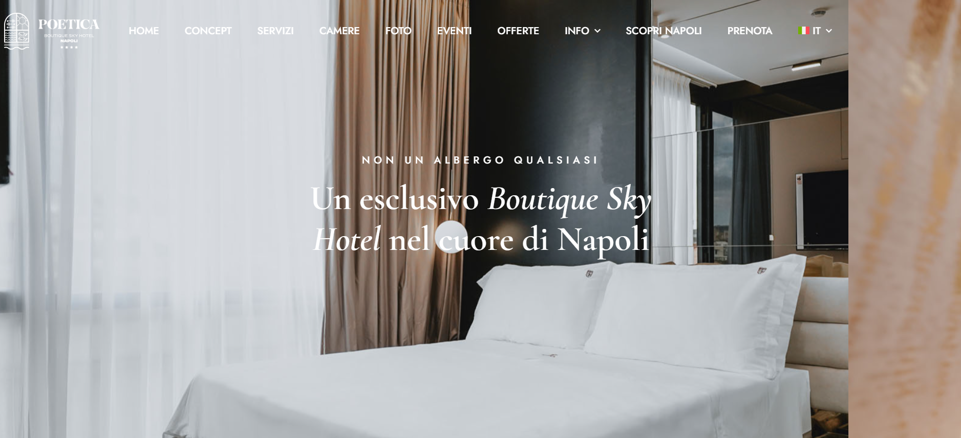 Home page del sito del Poetica Hotel a Napoli