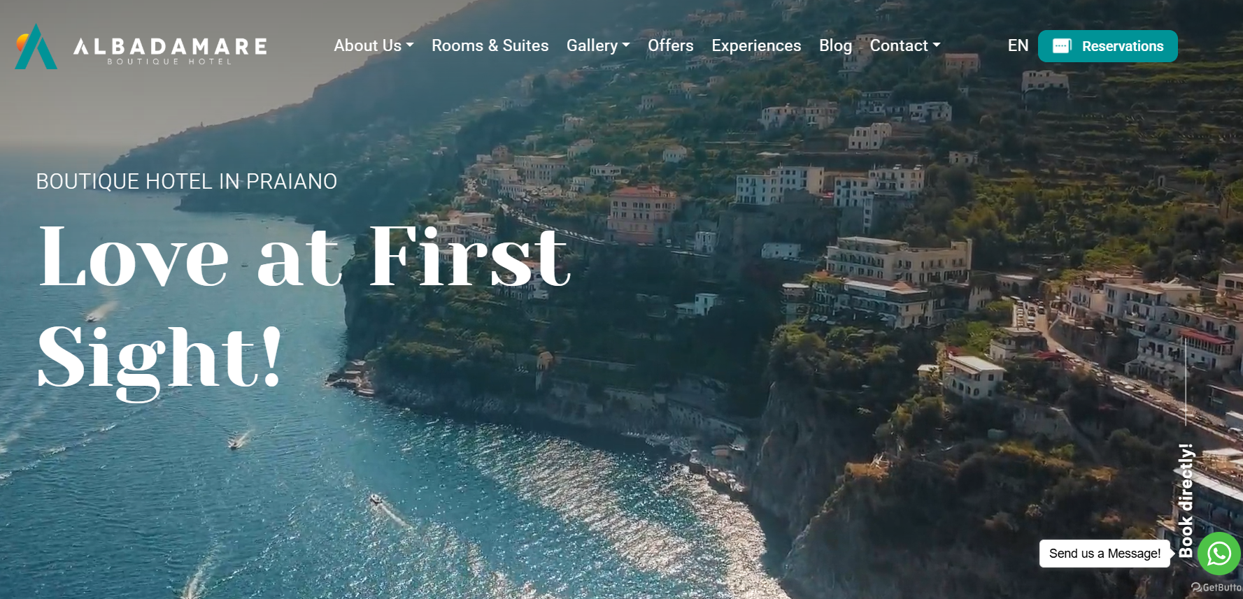 Home page del sito di Albadamare a Praiano